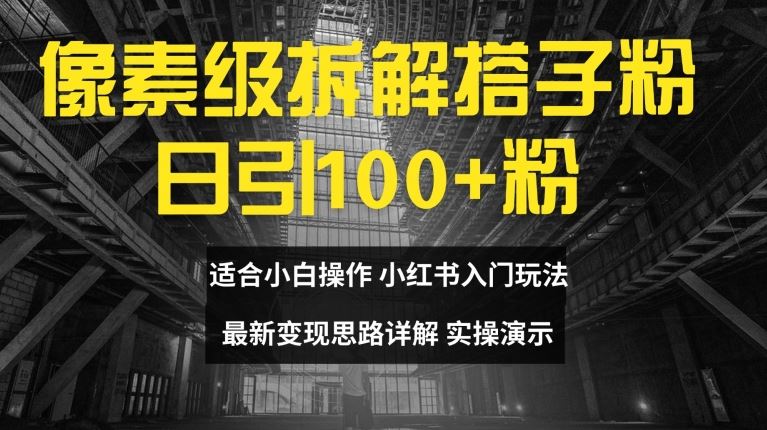 【像素级拆解搭子粉】，日引100 ，小白看完可上手，最新变现思路详解【揭秘】