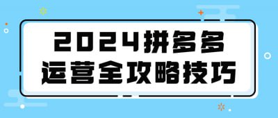 2024拼多多运营全攻略技巧