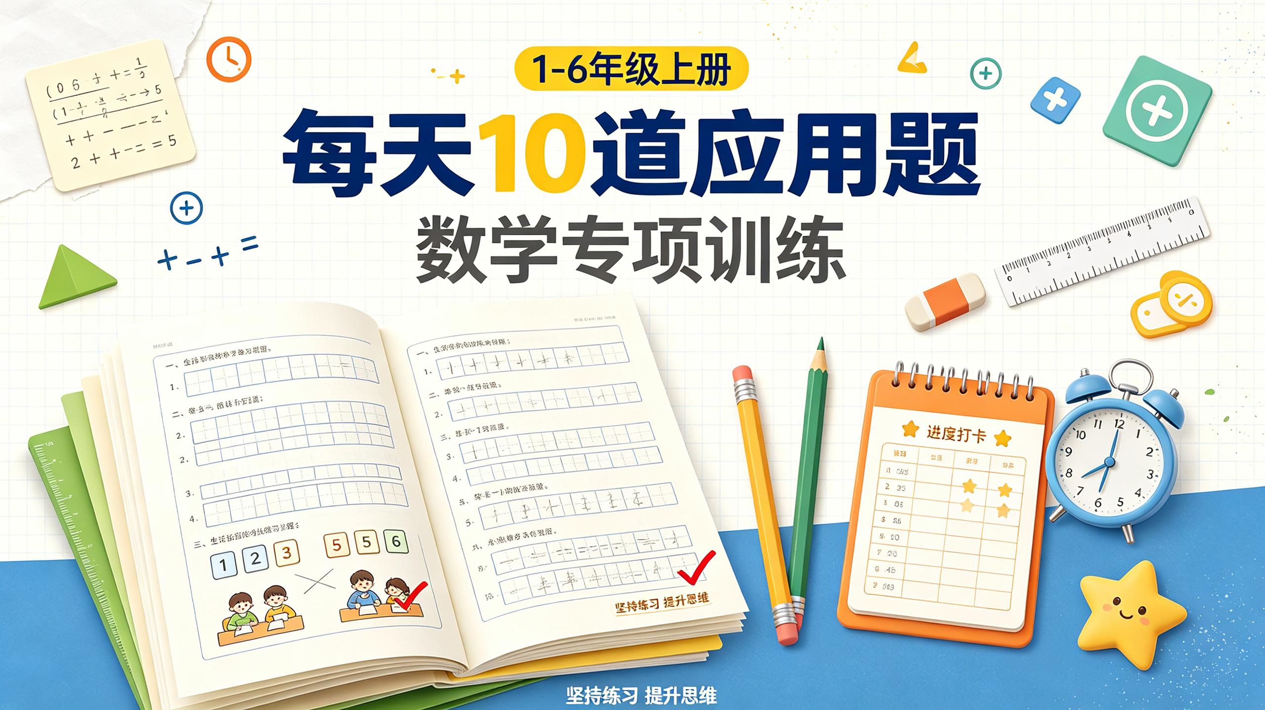 1-6年级上册数学每天10道应用题插图 1-6年级上册数学每天10道应用题