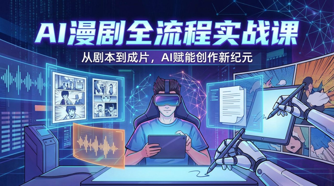 AI漫剧全流程实战课,剧本改编+素材制作+AI生成视频插图 AI漫剧全流程实战课,剧本改编+素材制作+AI生成视频