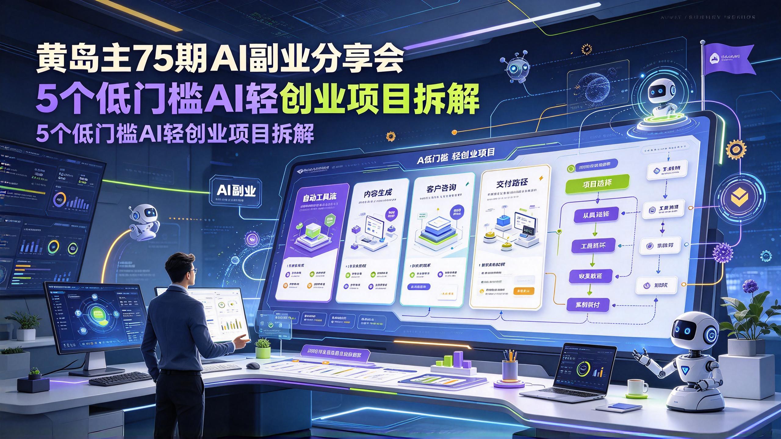 黄岛主75期AI副业分享会-5个低门槛AI轻创业项目拆解插图 黄岛主75期AI副业分享会-5个低门槛AI轻创业项目拆解